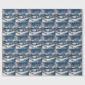 ヴィンテージクリスマス、冬の雪山風景 ラッピングペーパー (フラット)