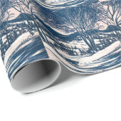 ヴィンテージクリスマス、冬の雪山風景 ラッピングペーパー (ロールコーナー)