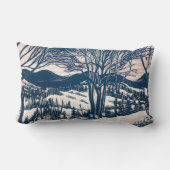 ヴィンテージクリスマス、冬の雪山風景 ランバークッション (裏面)