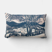 ヴィンテージクリスマス、冬の雪山風景 ランバークッション (正面)