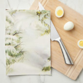 ヴィンテージクリスマス、冬の風景の中の郵便箱 キッチンタオル (四つ折り)