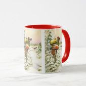 ヴィンテージクリスマス、冬の風景の中の郵便箱 マグカップ (正面右)