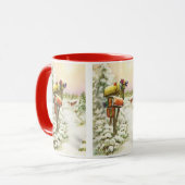 ヴィンテージクリスマス、冬の風景の中の郵便箱 マグカップ (正面左)