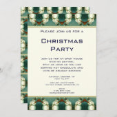 ヴィンテージクリスマス，冬，雪，雪だるまパターン 招待状 (正面/裏面)