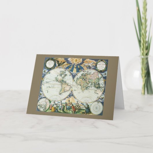 ヴィンテージクリスマス,地球の平和,旧世界地図 シーズンカード (正面)