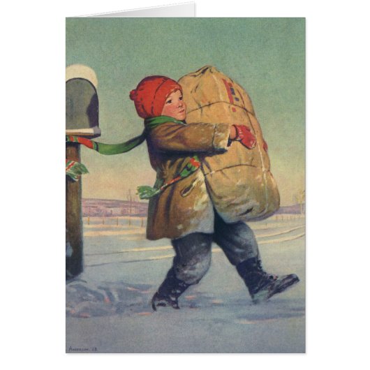 ヴィンテージクリスマス、大きなパッケージの子 (正面)