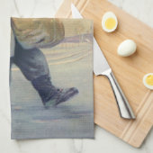 ヴィンテージクリスマス、大きなパッケージの子 キッチンタオル (四つ折り)