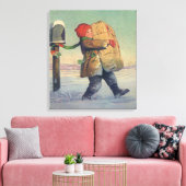 ヴィンテージクリスマス、大きなパッケージの子 キャンバスプリント (インサイチュ (リビング))