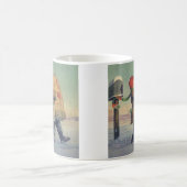 ヴィンテージクリスマス、大きなパッケージの子 コーヒーマグカップ (中央)