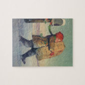 ヴィンテージクリスマス、大きなパッケージの子 ジグソーパズル (横)