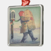 ヴィンテージクリスマス、大きなパッケージの子 メタルオーナメント (左)