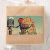 ヴィンテージクリスマス、大きなパッケージの子 ラベル (インサイチュ)