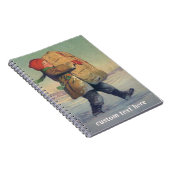 ヴィンテージクリスマス、大きなプレゼントを持つ子供 ノートブック (右側)