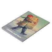 ヴィンテージクリスマス、大きなプレゼントを持つ子供 ノートブック (左側)