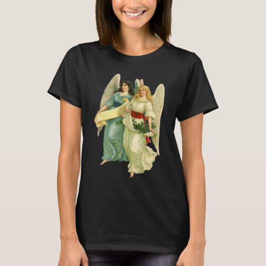 ヴィンテージクリスマス、天使のビクトリア朝天使 Tシャツ (正面)