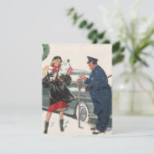 ヴィンテージクリスマス、女性と警官の招待状 招待状 (スタンド正面)