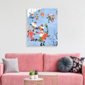 ヴィンテージクリスマス、子供たちが湖でアイススケート キャンバスプリント (インサイチュ (リビング))