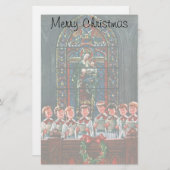 ヴィンテージクリスマス 子供合唱団が教会で歌う 便箋 (正面/裏面)