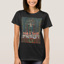 ヴィンテージクリスマス 子供合唱団 教会で歌う Tシャツ