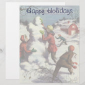 ヴィンテージクリスマス、子供雪合戦 (正面/裏面)