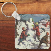 ヴィンテージクリスマス、子供雪合戦 キーホルダー (正面)