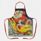 ヴィンテージクリスマス、宇宙船のサンタクロース エプロン (正面)