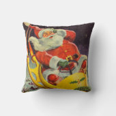 ヴィンテージクリスマス、宇宙船のサンタクロース クッション (裏面)