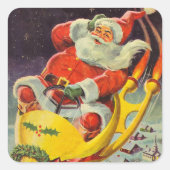 ヴィンテージクリスマス、宇宙船のサンタクロース スクエアシール (正面)