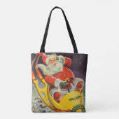 ヴィンテージクリスマス、宇宙船のサンタクロース トートバッグ (裏面)