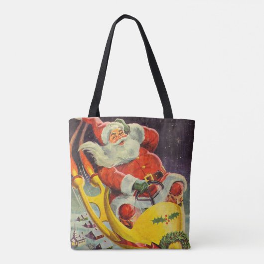 ヴィンテージクリスマス、宇宙船のサンタクロース トートバッグ (裏面)