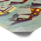 ヴィンテージクリスマス、宇宙船のサンタクロース ポスター (角)