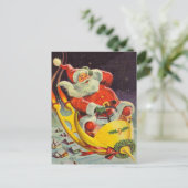 ヴィンテージクリスマス、宇宙船のサンタクロース ポストカード (スタンド正面)