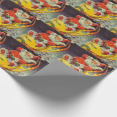 ヴィンテージクリスマス、宇宙船のサンタクロース ラッピングペーパー (角)