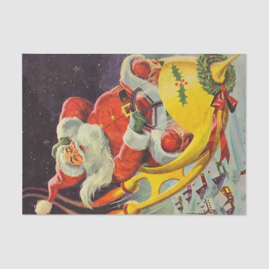 ヴィンテージクリスマス、宇宙船のサンタクロース 薄葉紙 (正面)