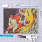 ヴィンテージクリスマス、宇宙船のサンタクロース 薄葉紙 (クラフト)