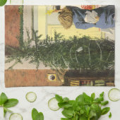 ヴィンテージクリスマス、家族と家の飾り付け キッチンタオル (折り畳み)