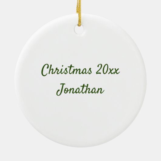 ヴィンテージクリスマス、少年とプレゼントと子犬 セラミックオーナメント (裏面)