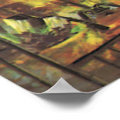 ヴィンテージクリスマス、居心地の良いログキャビンと暖炉 ポスター (角)