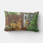 ヴィンテージクリスマス、居心地の良いログキャビンと暖炉 ランバークッション (裏面)