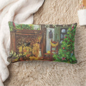 ヴィンテージクリスマス、居心地の良いログキャビンと暖炉 ランバークッション (ブランケット)