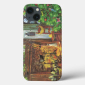ヴィンテージクリスマス、居心地の良いログキャビンと暖炉 Case-Mate iPhoneケース (裏面)