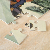 ヴィンテージクリスマス、山で子どもそり ジグソーパズル (側面)