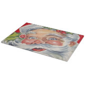 ヴィンテージクリスマス、帽子をかぶった陽気なサンタクロース カッティングボード (角)