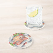 ヴィンテージクリスマス、帽子をかぶった陽気なサンタクロース コースター (側面)