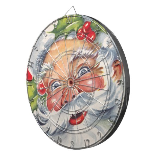 ヴィンテージクリスマス、帽子をかぶった陽気なサンタクロース ダーツボード (正面右)