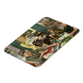 ヴィンテージクリスマス、幸せな家族がプレゼントをラッピング マグネット (左側)