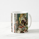 ヴィンテージクリスマス、幸せな家族ラッピングギフト コーヒーマグカップ (正面右)