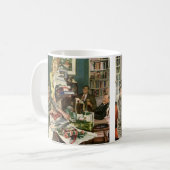 ヴィンテージクリスマス、幸せな家族ラッピングギフト コーヒーマグカップ (正面左)