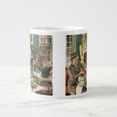 ヴィンテージクリスマス、幸せな家族ラッピングギフト ジャンボコーヒーマグカップ (正面)