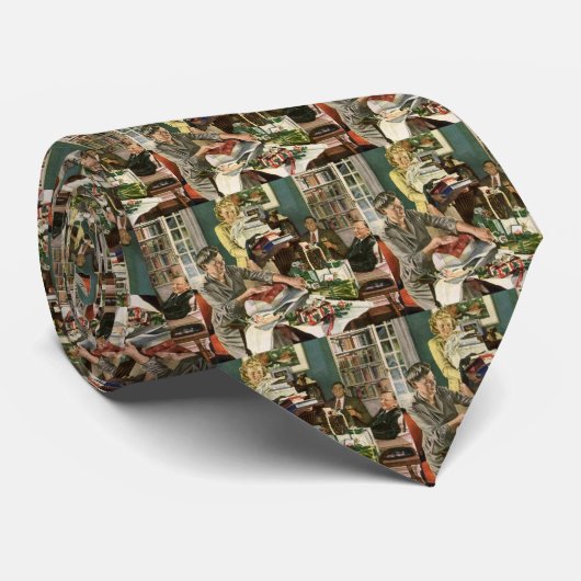 ヴィンテージクリスマス、幸せな家族ラッピングギフト ネクタイ (ロール)